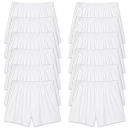 12 Bulk Mens Cotton White Boxer Shorts Size Small