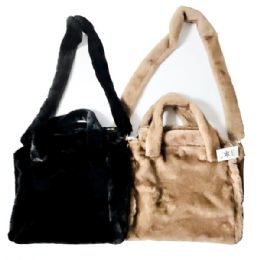 12 Bulk Faux Fur Ladies Tote Hand Bag