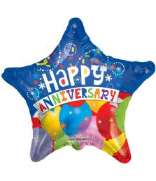 25 Bulk 2-Side Shaped Balloon Happy Anniversary Star