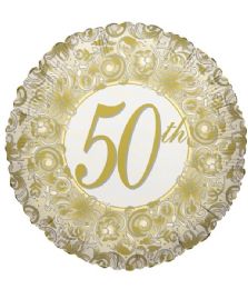 25 Bulk 2-Side Shaped Balloon 50th Anniversary