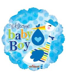 25 Bulk 2-Side Shaped Balloon Welcome Baby Boy