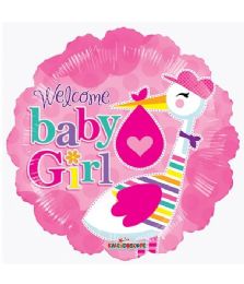 25 Bulk 2-Side Shaped Balloon Welcome Baby Girl