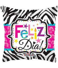 25 Bulk 2-Side Feliz Dia Balloon Zebra Print
