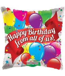 25 Bulk 2-Side Happy Birthday From All Of Us Square