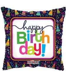 25 Bulk 2-Side Happy Birthday Square Party Hats