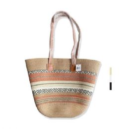 12 Bulk Womens Woven Straw Tote Bag