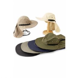 48 Bulk Wide Brim Fishing Hat Neck Flap Cover Men