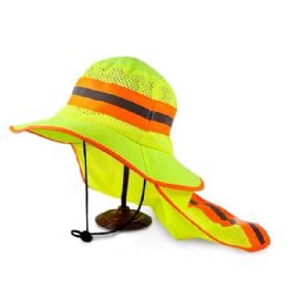 48 Bulk Men High Visibility Reflective Safety Boonie Hat With Neck Flap