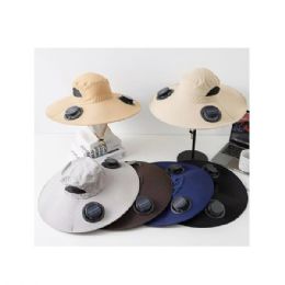 24 Bulk Adjustable Solar Fan Hat With Breathable Mesh Sun Hat