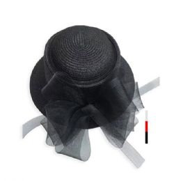36 Bulk Women's Ribbon Sunday Hat Assprted Colors