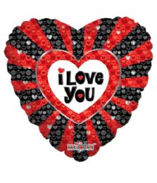 25 Bulk 2-Side I Love You Heart Shape Hearts Design Black And Red
