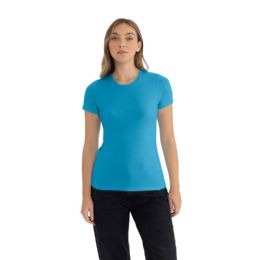 24 Bulk Women's Cotton Short Sleeve T Shirts Size Large In Turquoise