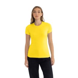 24 Bulk Women's Cotton Short Sleeve T Shirts Size Large In Vibrant Yellow