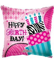25 Bulk 2-Side Happy Birthday Square Shape Cake Design
