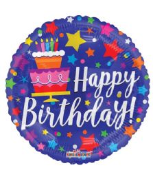 25 Bulk 2-Side Happy Birthday Round Shape Cake Design