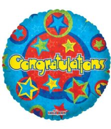 25 Bulk 1-Side Congratulations Round Shape Bue