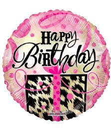 25 Bulk 1-Side Happy Brithday Round Shape Pink Design