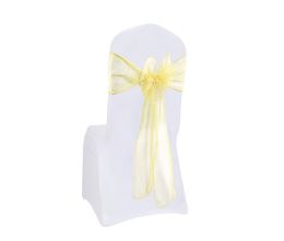 600 Bulk Sheer Organza Chair Sashes Yellow 7-Inchx8.5ft