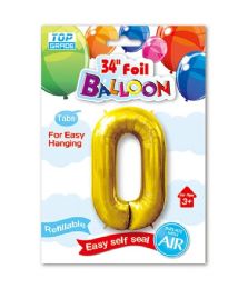 240 Bulk 34" Number Balloon Gold #0