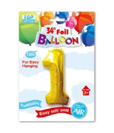 240 Bulk 34" Number Balloon Gold #1