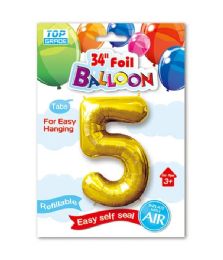 240 Bulk 34" Number Balloon Gold #5