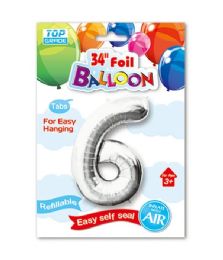 240 Bulk 34" Number Balloon Silver #6