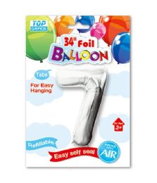 240 Bulk 34" Number Balloon Silver #7