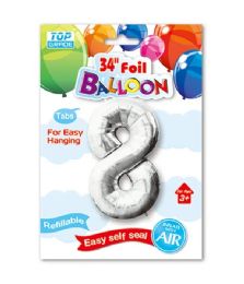 240 Bulk 34" Number Balloon Silver #8