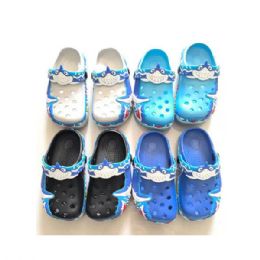 48 Bulk Kids 3d Shark Attack Waterproof Clogs