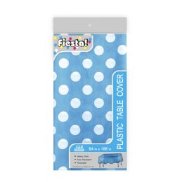 48 Bulk Table Cover Light Blue 54x108-Inch Polka Dot