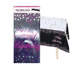 48 Bulk B'day Metallic Foil Table Cover 48s 54x108-Inch Hot Pink