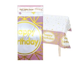 48 Bulk B'day Metallic Table Cover 48s 54x108-Inch Pink