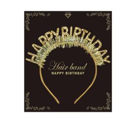 240 Bulk Happy Birthday Gold Hairband 16x21cm