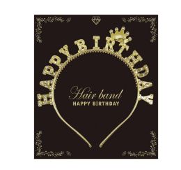 240 Bulk Happy Birthday Gold Hairband 16x25cm