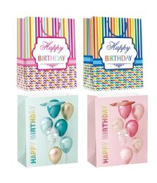 72 Bulk Birthday Bag 10.5x13x5.5-inch L 3d Glitter