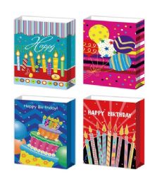 72 Bulk Birthday Bag Glitter 19.5x29x7-inch sg
