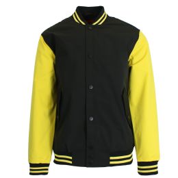 12 Bulk Boy's Lightweight Polyester MultI-Pocket Varsity Jacket BlacK-Gold
