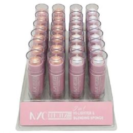 48 Bulk Nyc Beauty Highlighter Stick With Blending Sponge In Countertop Display
