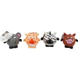 24 Bulk Puffy Squeaky Pet Play  Dog Chew Toys In Assorted Zoo Animal Styles