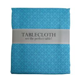 12 Bulk Tablecloth 60x84 W/zipper Storm Blue Tonal Lattice Print Indoor/outdoor Water/stain Resistant 100%polyester