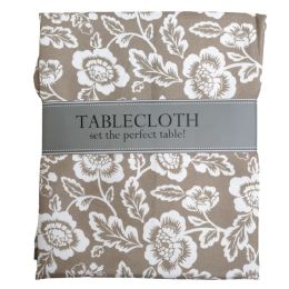 12 Bulk Tablecloth 60in W/zipper Stone Floral Print Round Water/stain Resistant 100%polyester