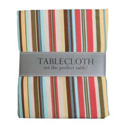 12 Bulk Tablecloth 52in W/zipper Summer Stripe Round Indoor/outdoor Water/stain Resistant 100%polyester