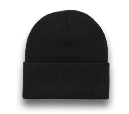 48 Bulk Beanie Fitted High Profile Black