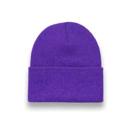 48 Bulk Beanie Fitted High Profile Purple