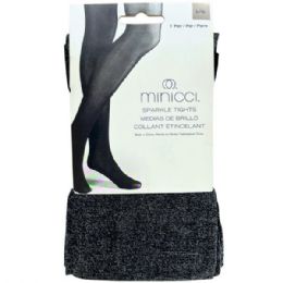 24 Bulk Minicci Sparkle Tights Black In Size L