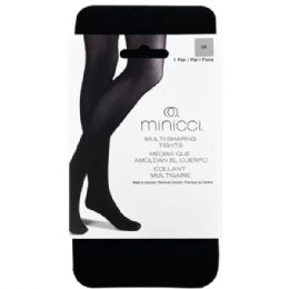 24 Bulk Minicci Footed Multi Shaping Tights Black In Size M