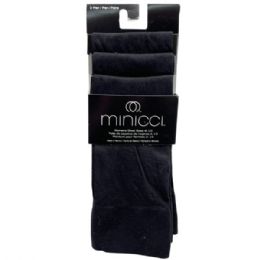 20 Bulk Minicci 3 Pack Knee High Socks Solid Black Shoe Size 4-10
