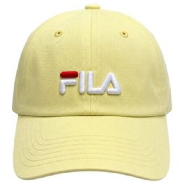 36 Bulk Fila Cotton Adjustable Baseball Pastel Yellow Dad Hat 