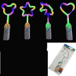 24 Bulk LighT-Up Neon Bright Shaped Wand Small