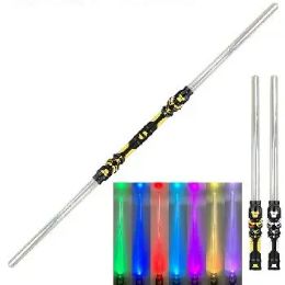 12 Bulk 2-IN-1 Light & Sound Dueling Light Up Saber And Staff 52"